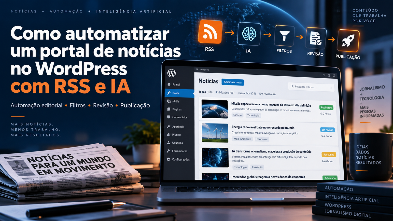 Automação de portal de notícias no WordPress com RSS e inteligência artificial