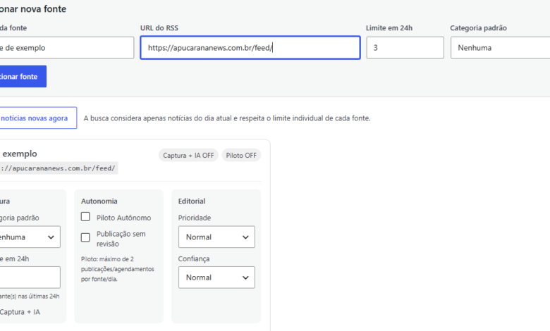 Importação de notícias por RSS no WordPress com filtros editoriais